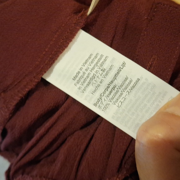 Madewell Pintuck Cami Wide-leg Jumpsuit Size 00 Burgundy Oxblood Wine - Picture 15 of 15